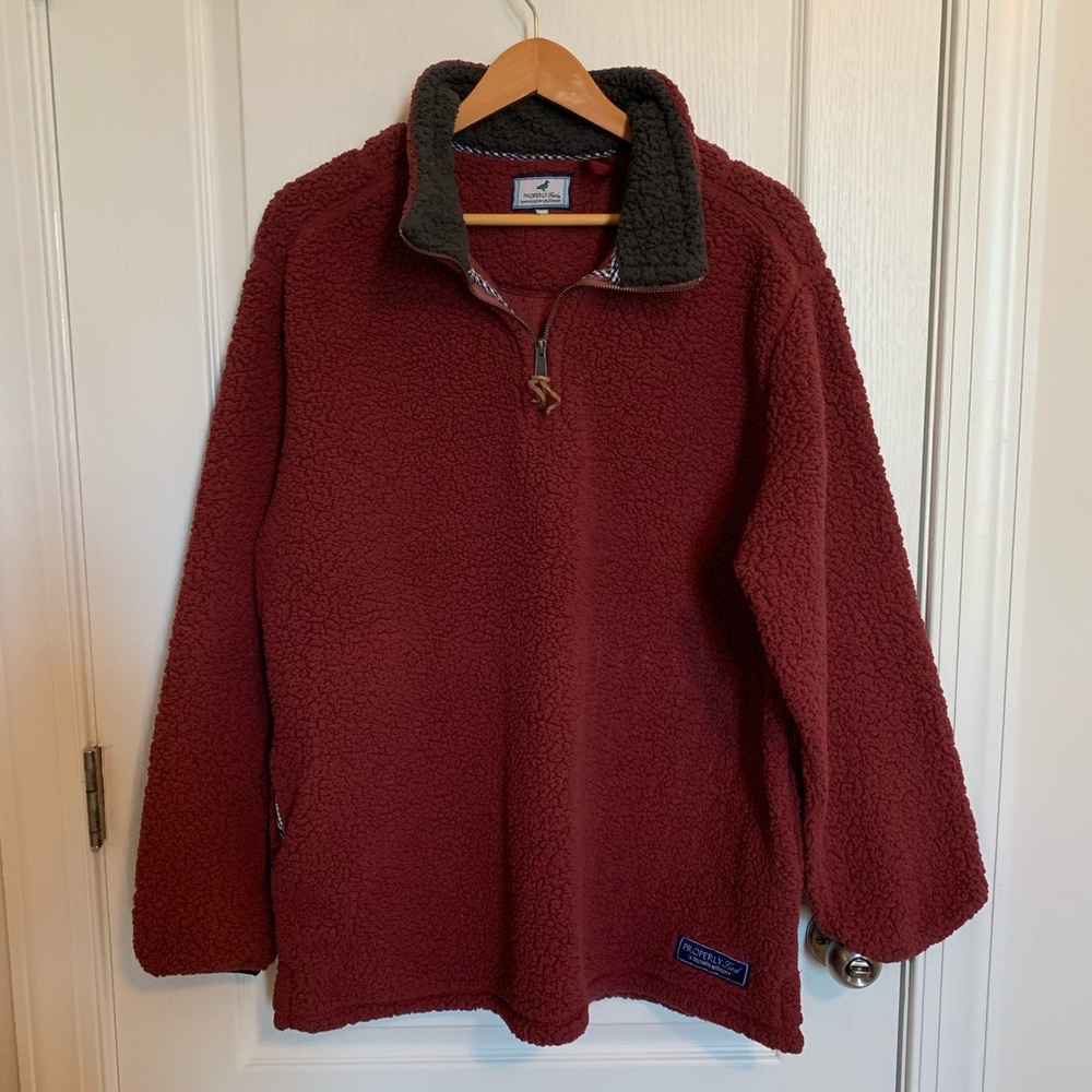 Properly Tied Kensington Fleece Pullover Maroon-XL
